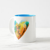 Graffiti hart waterverf kunst tweekleurige koffiemok (Voorkant links)
