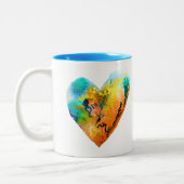 Graffiti hart waterverf kunst tweekleurige koffiemok (Links)