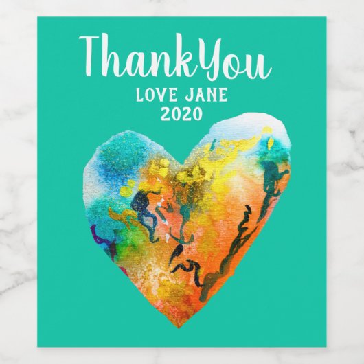 Graffiti hart waterverf kunst wijn etiket (Enkel label)