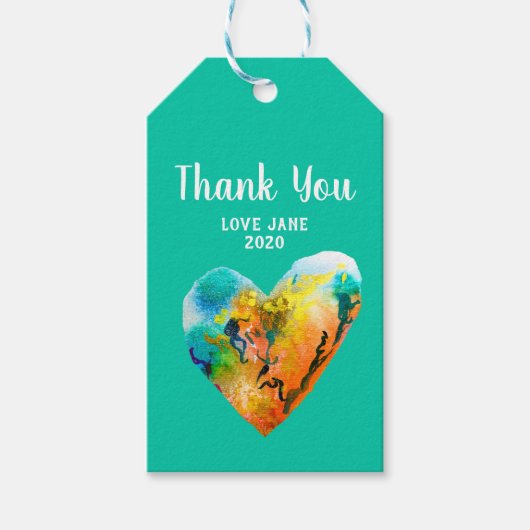 Graffiti hart waterverf straatkunst cadeaulabel (Voorkant)