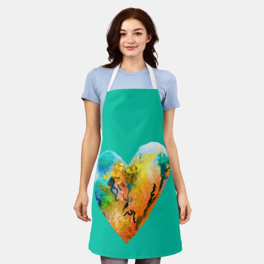 Graffiti hart waterverf straatkunst schort (Gedragen)