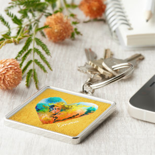 Graffiti hartgouden waterverf sleutelhanger