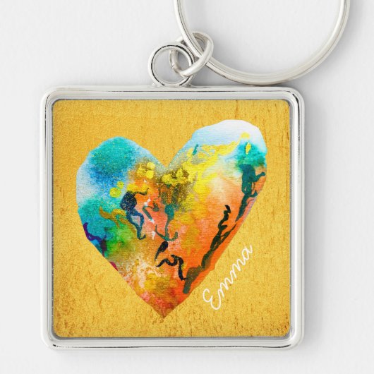 Graffiti hartgouden waterverf sleutelhanger (Voorkant)