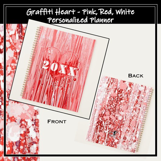 Graffiti hartverf Pour Pink & Red Personaliseer Planner