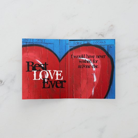 Graffiti Heart, blauwe muur, Valentijn, beste lief Kaart (Binnen)