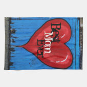 Graffiti Heart, blauwe wand, beste mam ooit keuken Theedoek (Horizontaal)