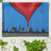 Graffiti Heart, blauwe wand, Valentijn, keuken Theedoek (Gevouwen)