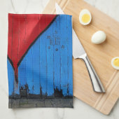Graffiti Heart, blauwe wand, Valentijn, keuken Theedoek (Quarter Fold)