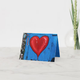 Graffiti Heart, blauwe wand, Valentijn, klein Bedankkaart
