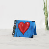 Graffiti Heart, blauwe wand, Valentijn, klein Bedankkaart (Voorkant)