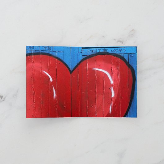 Graffiti Heart, blauwe wand, Valentijn, klein Kaart (Binnen)