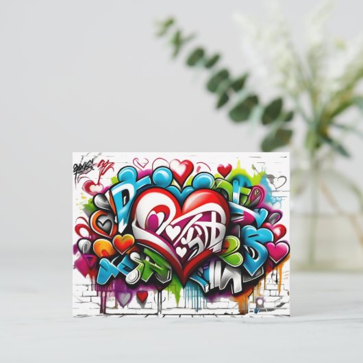 Graffiti Hearts # 1 Briefkaart (Staand voorkant)