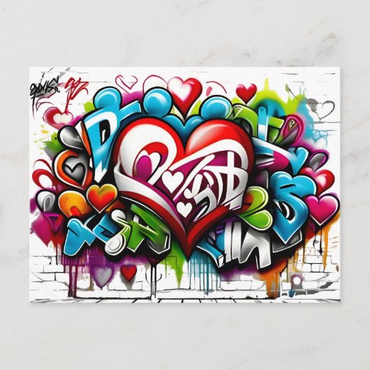 Graffiti Hearts # 1 Briefkaart (Voorkant)