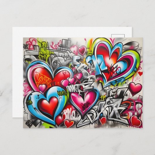 Graffiti Hearts # 3 Briefkaart (Voorkant / Achterkant)