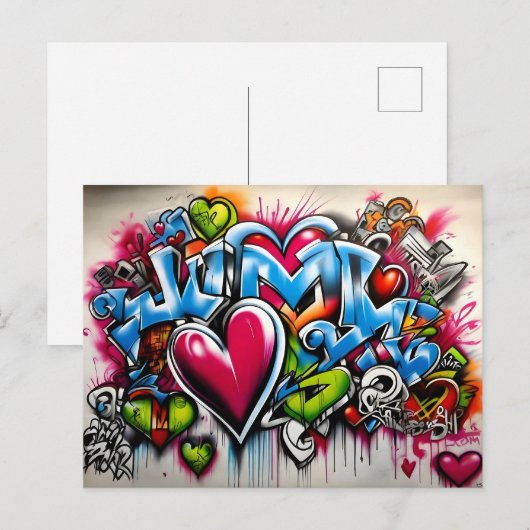 Graffiti Hearts # 4 Briefkaart (Voorkant / Achterkant)
