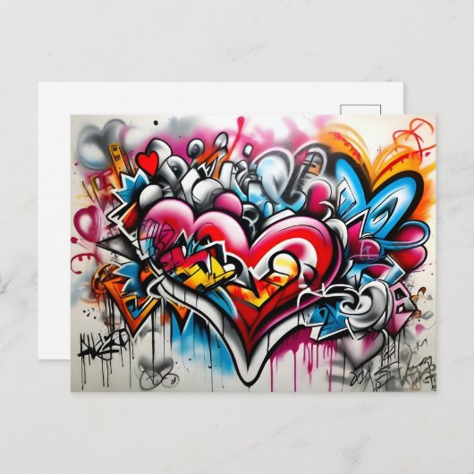 Graffiti Hearts # 5 Briefkaart (Voorkant / Achterkant)