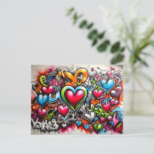 Graffiti Hearts # 7 Briefkaart (Staand voorkant)