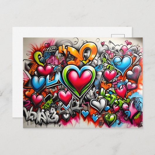 Graffiti Hearts # 7 Briefkaart (Voorkant / Achterkant)
