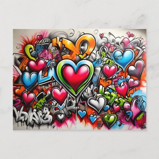 Graffiti Hearts # 7 Briefkaart (Voorkant)