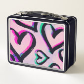 Graffiti Hearts Black Lunchbox (Achterkant)