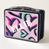 Graffiti Hearts Black Lunchbox (Voorkant)