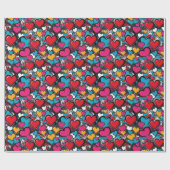 Graffiti Hearts Bright Street Art Valentine's Day Cadeaupapier (Vlak)
