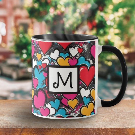 Graffiti Hearts Colorful Pattern Monogrammed Mok