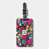 Graffiti Hearts Colorful Street Art Monogrammed Bagagelabel (Voorkant verticaal)