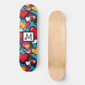 Graffiti Hearts Colorful Street Art Personalized Persoonlijk Skateboard (Voorkant)