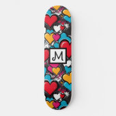 Graffiti Hearts Colorful Street Art Personalized Persoonlijk Skateboard (Voorkant)