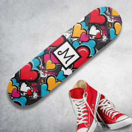 Graffiti Hearts Colorful Street Art Personalized Persoonlijk Skateboard