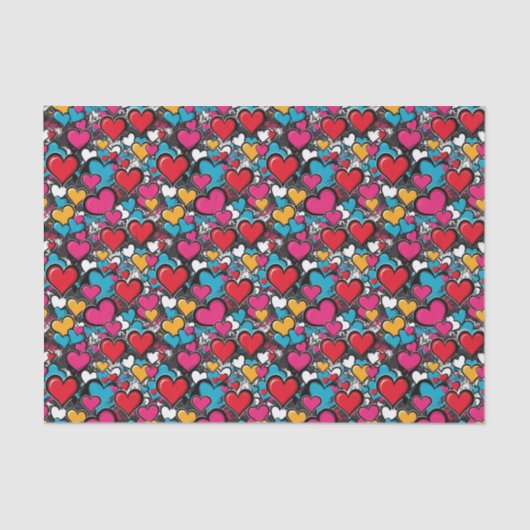 Graffiti Hearts Cool Street Art Modern Patterned Tissuepapier (Voorkant)