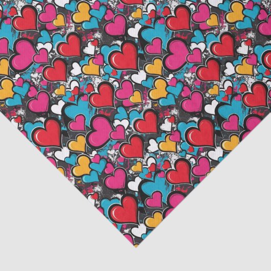 Graffiti Hearts Cool Street Art Modern Patterned Tissuepapier (Detail)