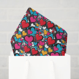 Graffiti Hearts Cool Street Art Modern Patterned Tissuepapier