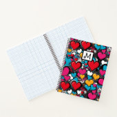 Graffiti Hearts Modern Street Art Cool Monogrammed Notitieboek (Binnen)