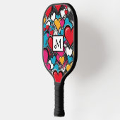 Graffiti Hearts Street Art Cool Monogrammed Pickleball Paddle (Links)