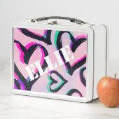 Graffiti Hearts White Lunchbox (In situ)
