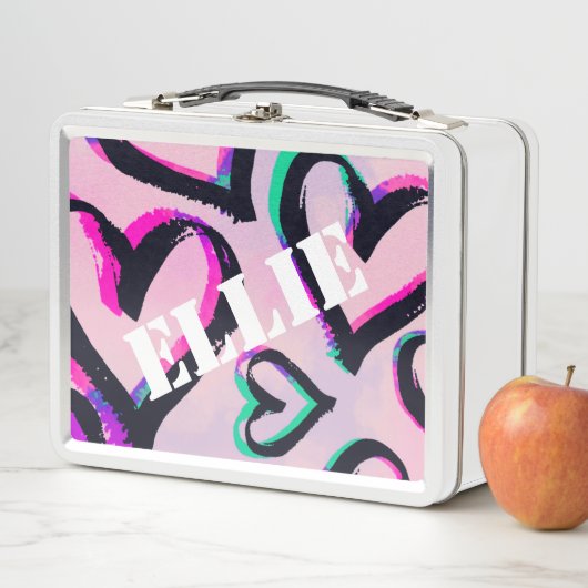 Graffiti Hearts White Lunchbox (In situ)