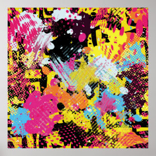 Graffiti helder psychedelisch naadloos patroon ill poster