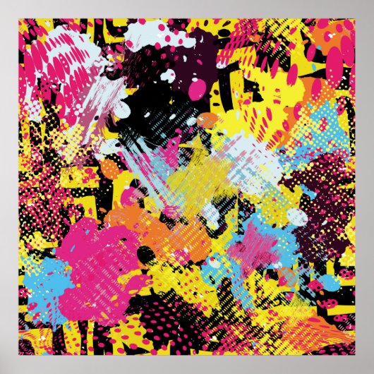 Graffiti helder psychedelisch naadloos patroon ill poster (Voorkant)