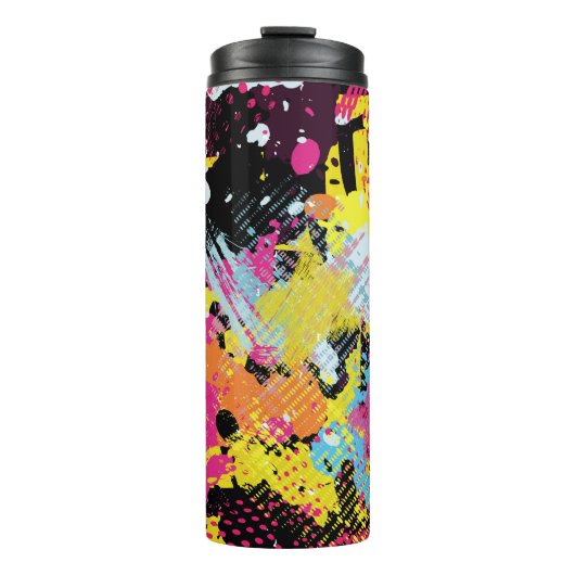 Graffiti helder psychedelisch naadloos patroon ill thermosbeker (Voorkant)