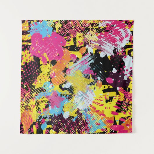 Graffiti helder psychedelisch naadloos patroon ill wandkleed (Voorkant (horizontaal))