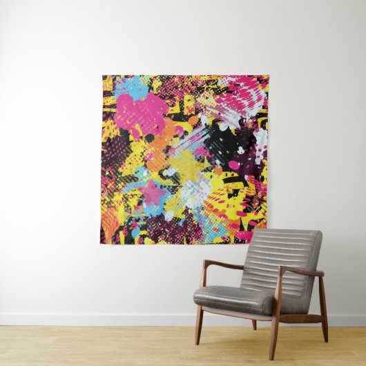 Graffiti helder psychedelisch naadloos patroon ill wandkleed (In Situ (horizontaal))