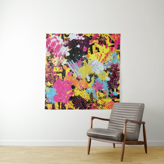 Graffiti helder psychedelisch naadloos patroon ill wandkleed (In situ)