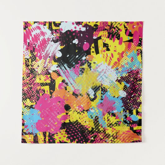 Graffiti helder psychedelisch naadloos patroon ill wandkleed (Voorkant)