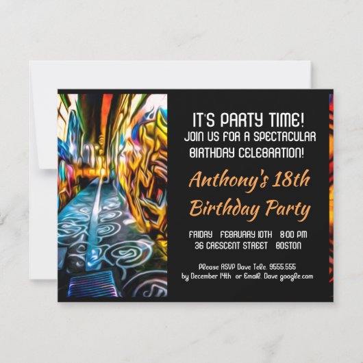 Graffiti Highway Birthday Invitation Kaart (Voorkant)