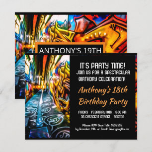 Graffiti Highway Birthday Invitation Kaart