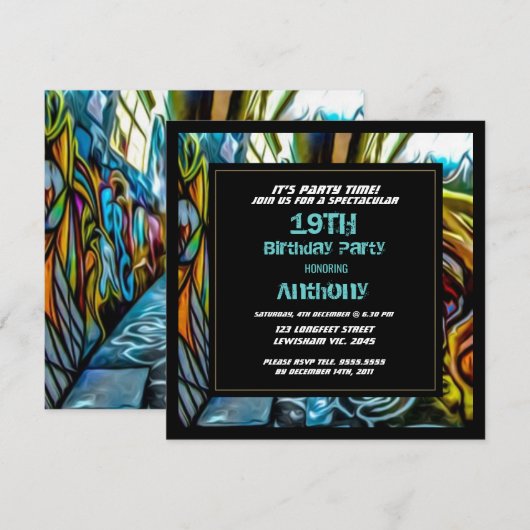 Graffiti Highway verjaardagsuitnodiging Kaart (Voorkant / Achterkant)