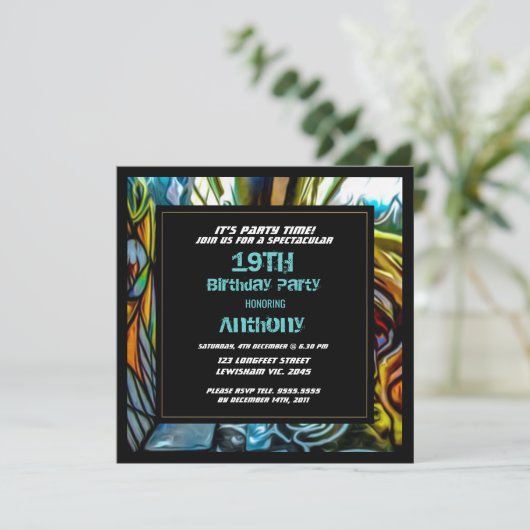 Graffiti Highway verjaardagsuitnodiging Kaart (Staand voorkant)