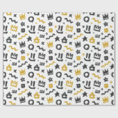 Graffiti Hip Hop Black & Gold Rap Doodle Big One Cadeaupapier (Vlak)